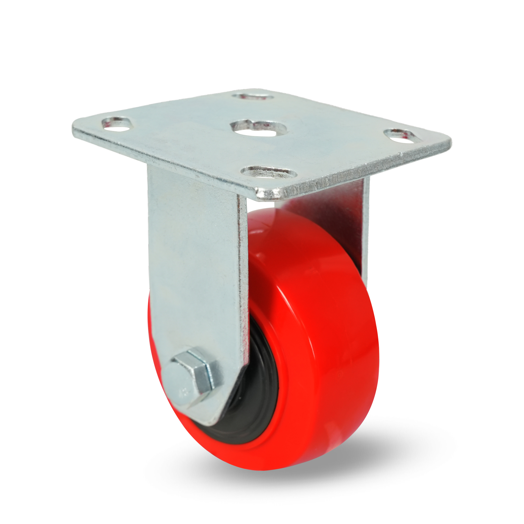 Klutch 4in. Polyurethane Rigid Caster, 550-Lb. Capacity, Red